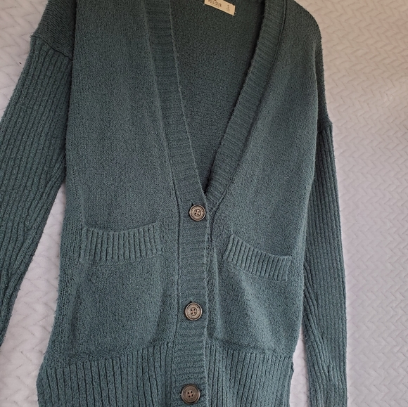 SOLD Hollister Boyfriend Cardigan Teal Sweater - Picture 6 of 10